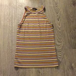 Red yellow white and black halter top